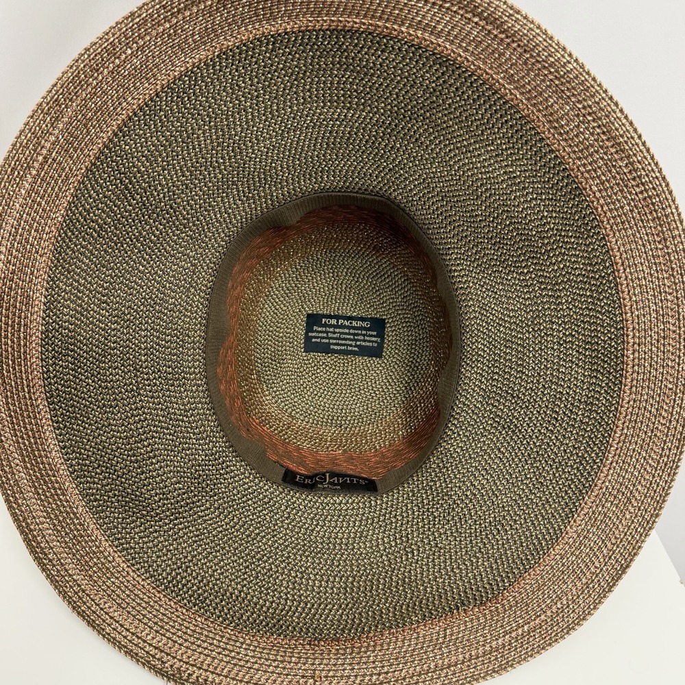Vintage Eric Javits Straw Hat Southwestern Design Style Wide Brim - Picture 6 of 8